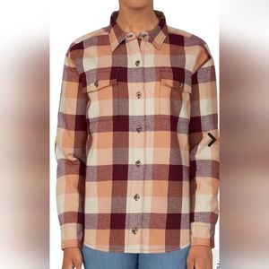 NWT Womens Natural Reflections Sherpa Lined Apple Butter Plaid Jacket-Large